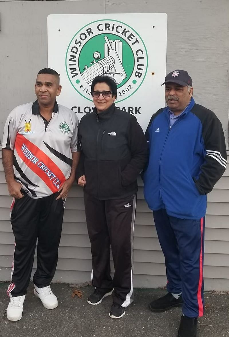 Jatin Patel, Coach with Lawrence Jaggon, President & Founder Windsor Cricket Club & Ivy Mahabir, Former USA Player Photo courtesy of Lawrence Jaggon